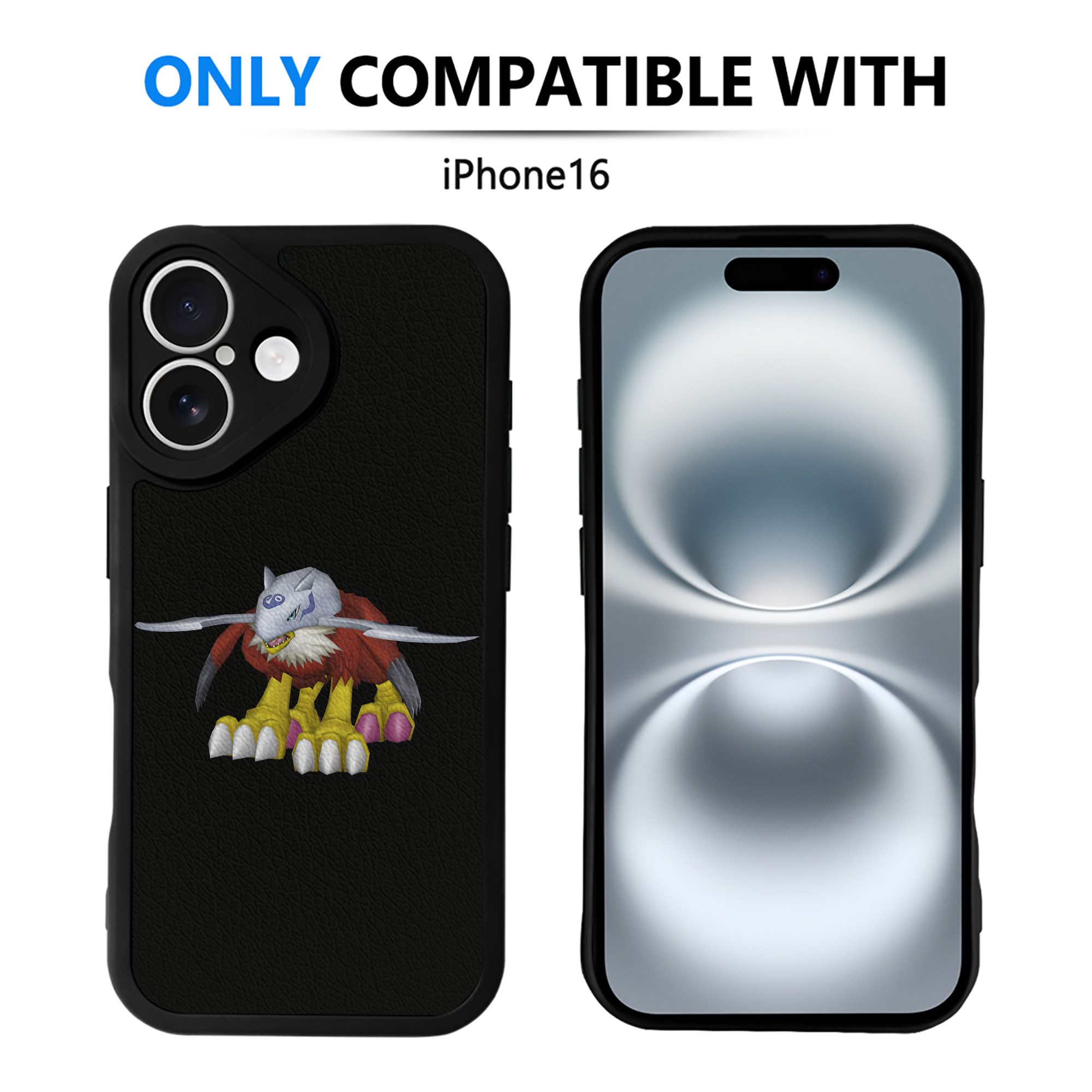 （画像用） Digimon デジタルモンスター/デジモン 【iPhone 16シリーズ対応】シリコンスマホケース（レザー調） 材質：シリコン